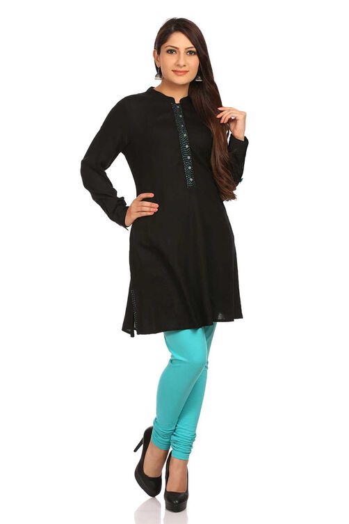 Black Straight Rayon Kurta image number 0