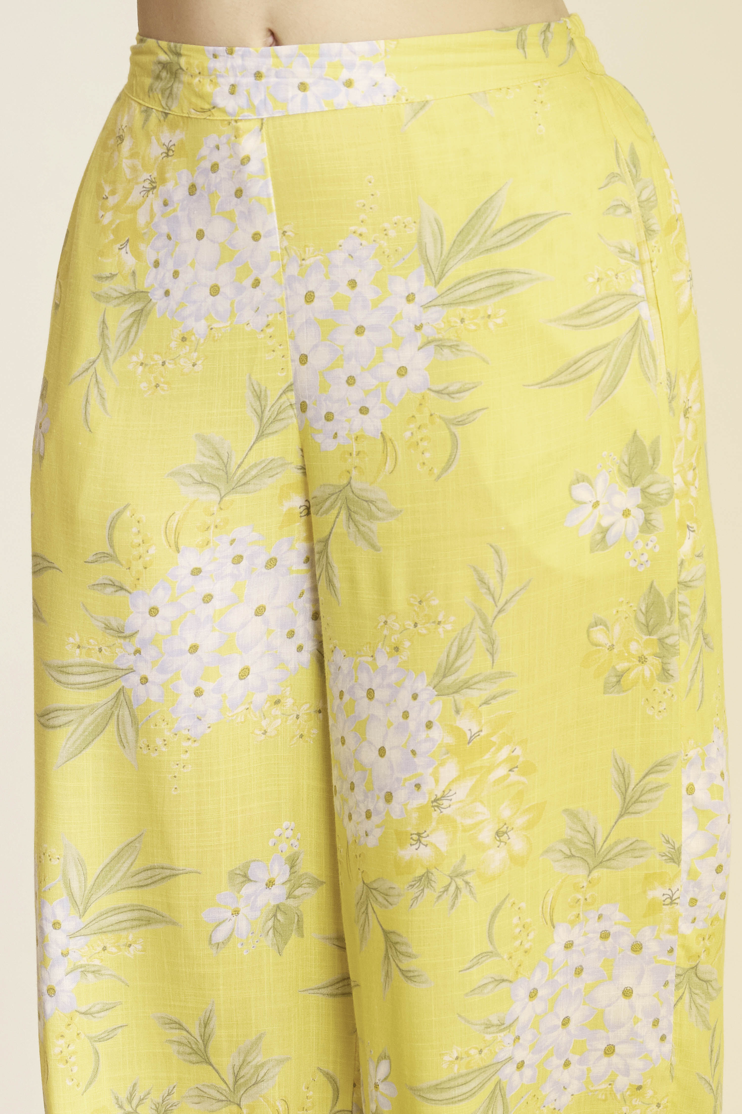Yellow Viscose Rayon Straight Printed  image number 2