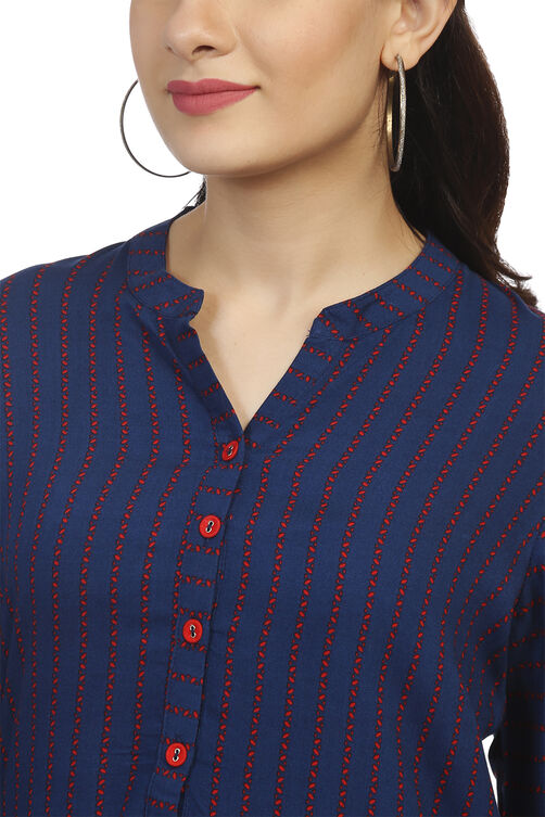 Indigo Straight Viscose Rayon Kurta image number 1