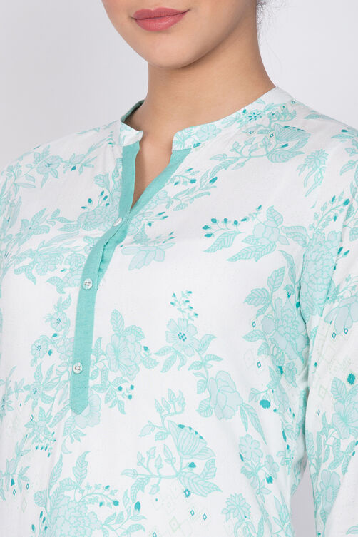 Green Viscose Straight Suit Set image number 1