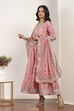 Pink Viscose Polyester A-line & Kalidar Kurtas image number 2