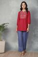 Red Rayon Straight Tops