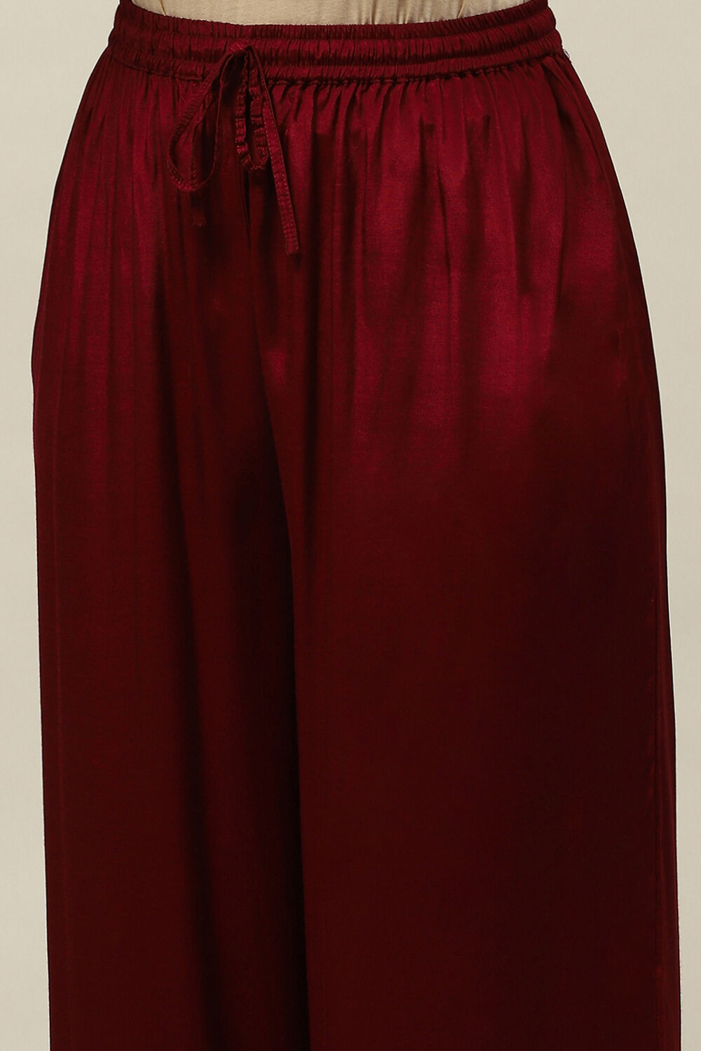 Wine Viscose Shantoon Straight Embroidered Kurta Palazzo Suit Set image number 2