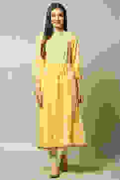 Yellow Rayon Slub Straight Dress image number 5