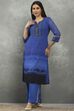 Blue Polyester Straight Kurta Pants Set image number 0