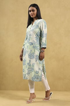 Sage Green Viscose Rayon Printed Straight Kurta image number 2