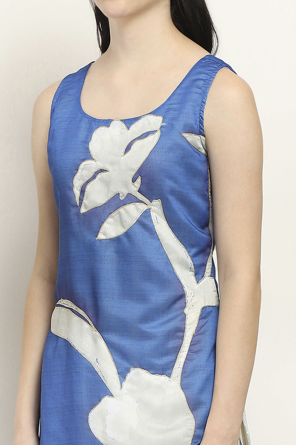 Blue Viscose Blend Straight SET image number 1