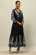 Black Rayon Printed Tiered Dress image number 4
