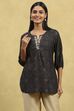 Black Viscose Blend Printed Straight Top image number 5
