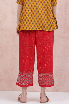 Red LIVA Palazzo Pants image number 4