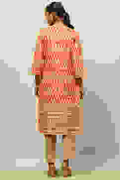Orange Cotton Printed Straight Kurta image number 3