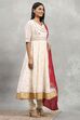 Off White Viscose Blend Printed Kalidar Suit Set image number 5