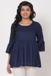 Navy Blue Viscose And Rayon Indie Top