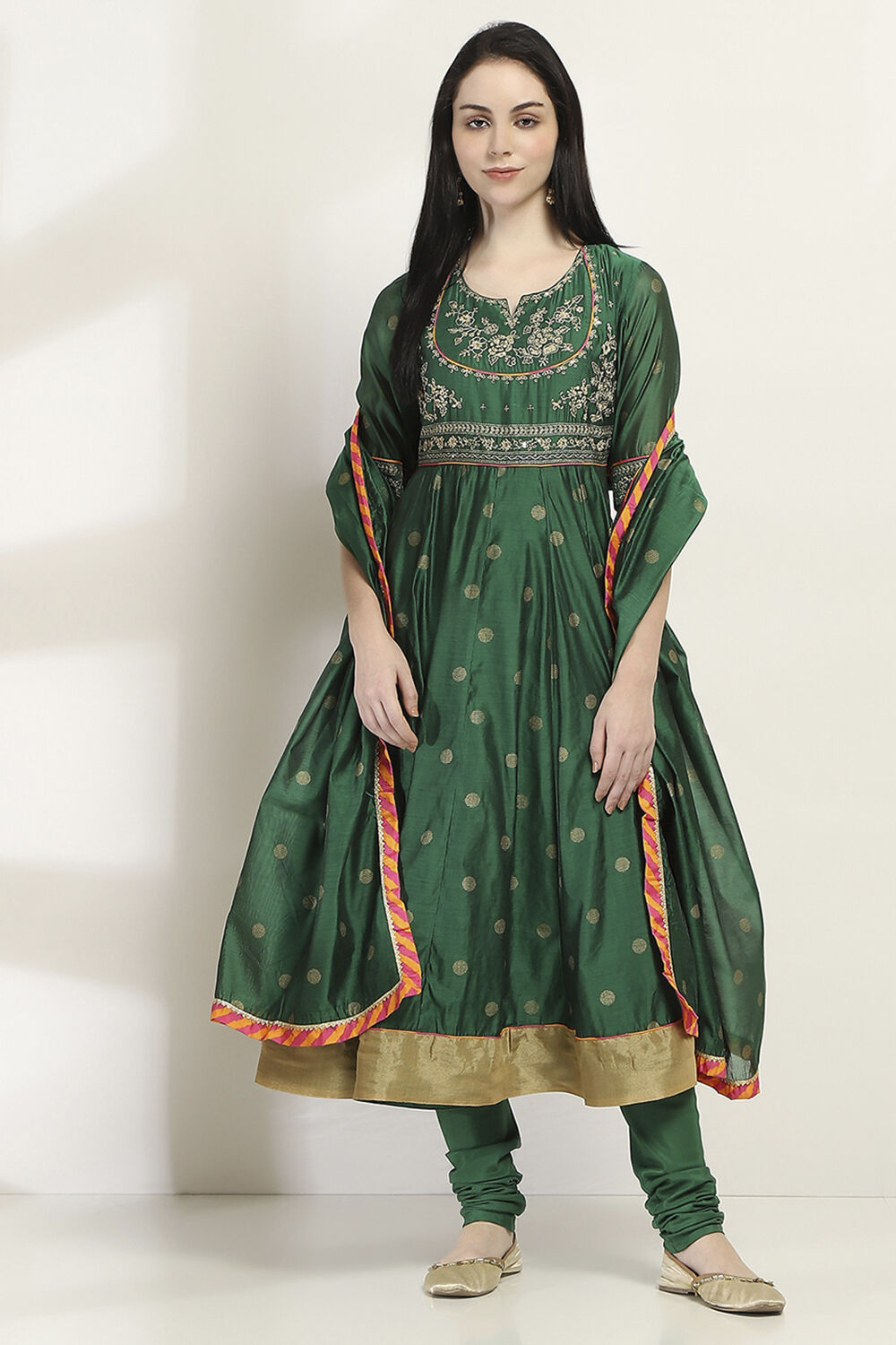 Green Printed Kalidar Suit Set image number 6