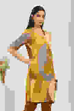 Yellow Rayon Straight Kurtas image number 4