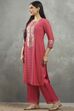 Pink Viscose Straight Kurta Pants Set image number 3