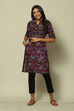 Black LIVA Straight Printed Kurta image number 5