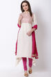 Off White Viscose A-Line Kurta image number 4