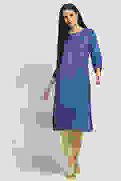 Blue Printed Straight Kurta image number 5