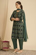 Purple Viscose Rayon Straight Printed Suit Set image number 3