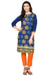 Indigo Straight Polyester Kurta image number 0