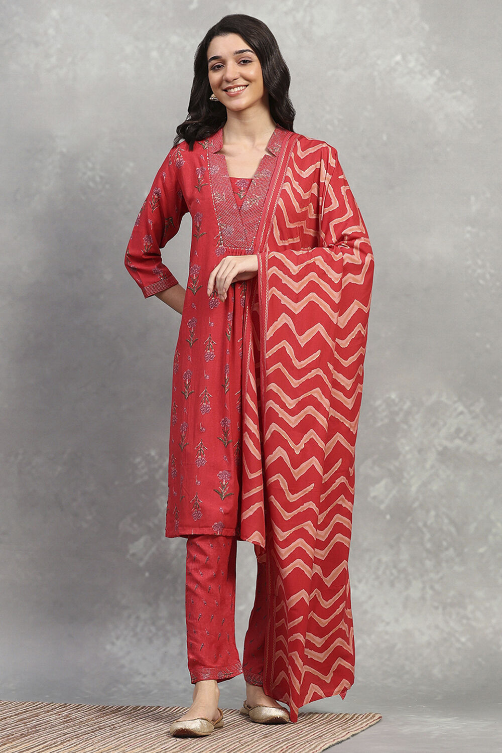 Indigo Viscose Straight Set image number 6