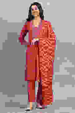 Red Viscose Straight Set image number 6