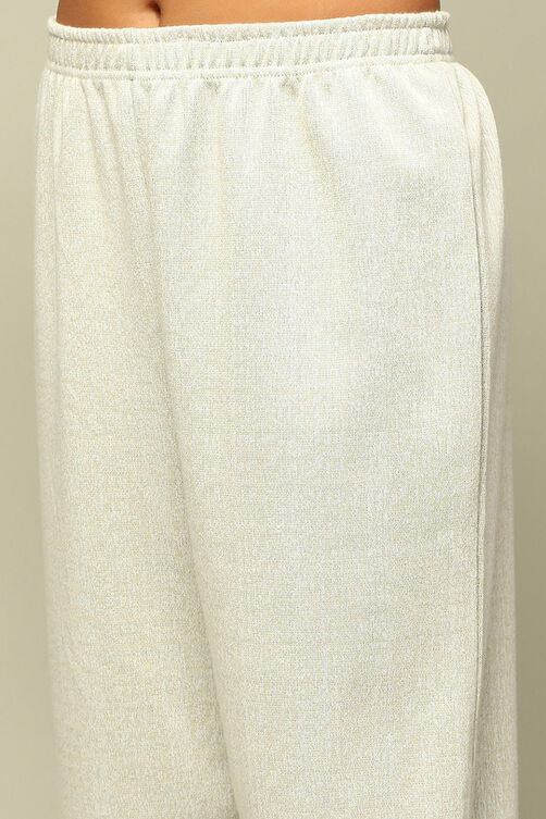 Grey Acrylic Straight Yarn Dyed Kurta Palazzo Suit Set image number 2