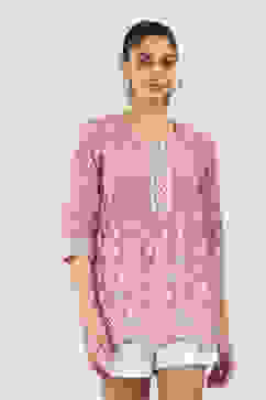 Pink Cotton Straight Tops image number 6