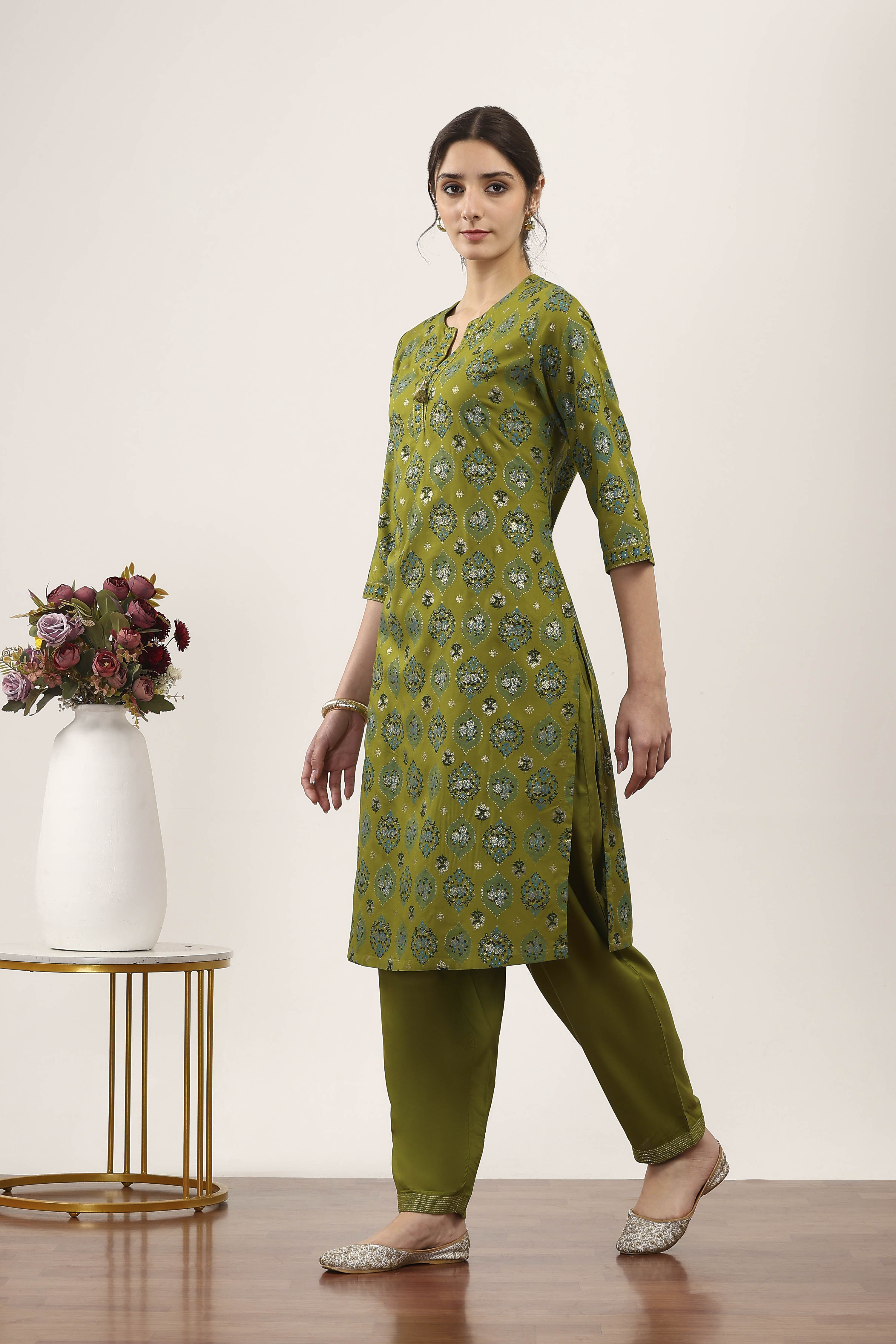 Blue Rayon Viscose Rayon Kurta Pants Set image number 3