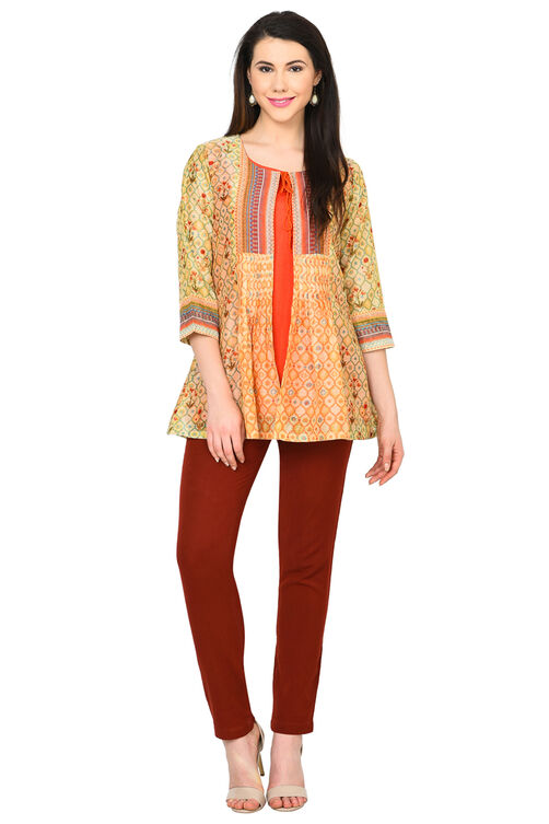Maroon Cotton Slim Pants image number 1