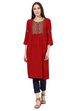 Maroon Straight Viscose Rayon Kurta image number 0