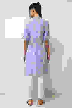 Blue Floral Printed Straight Kurta image number 3