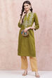 Green Art Silk Straight Kurta image number 5