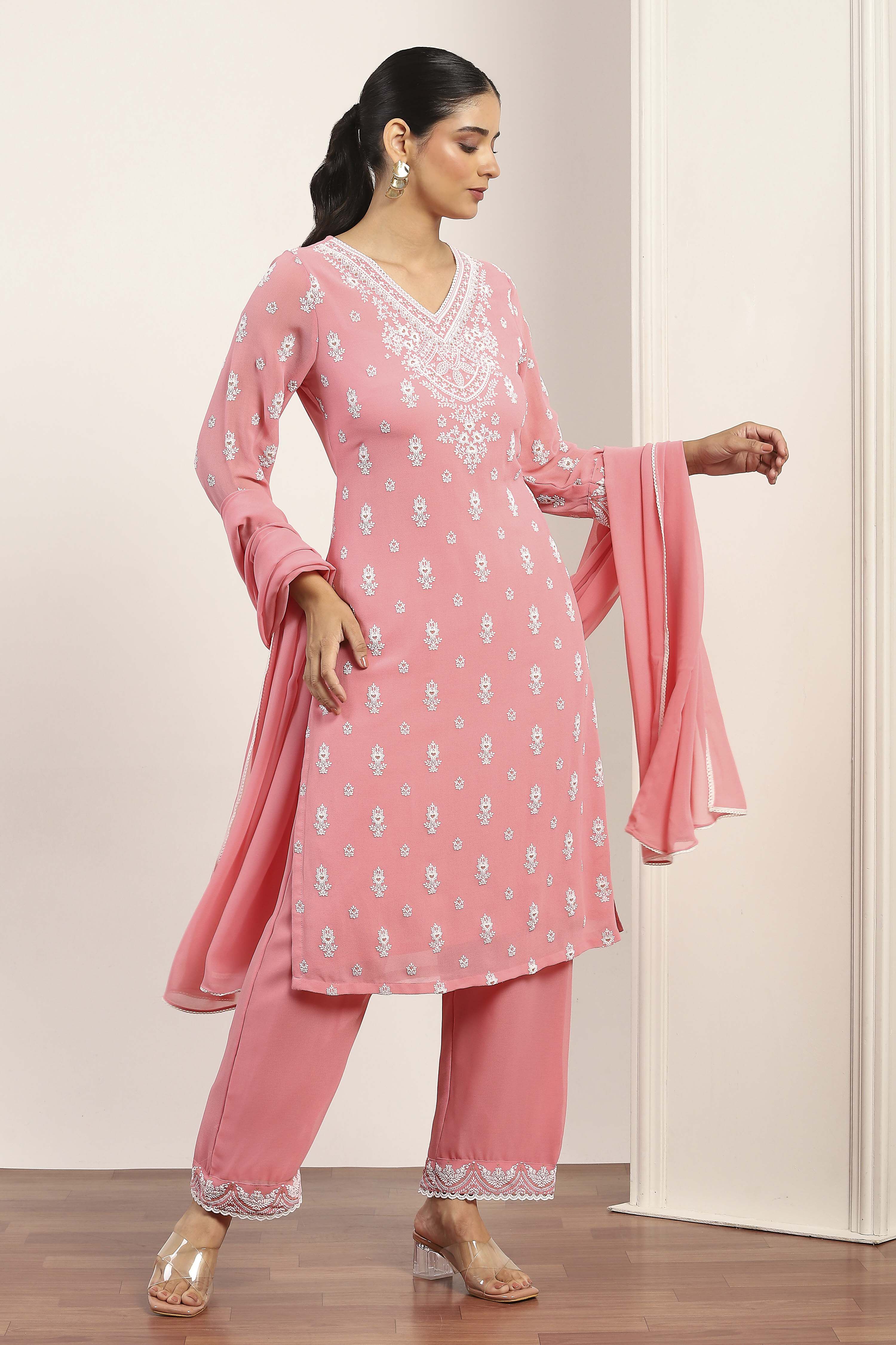 Pink Polyester Straight Suit Sets image number 5