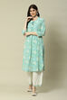 Mint Green Viscose Straight Printed Kurta image number 0