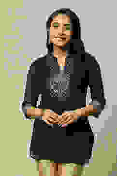 Indigo Viscose Straight Solid Top image number 5