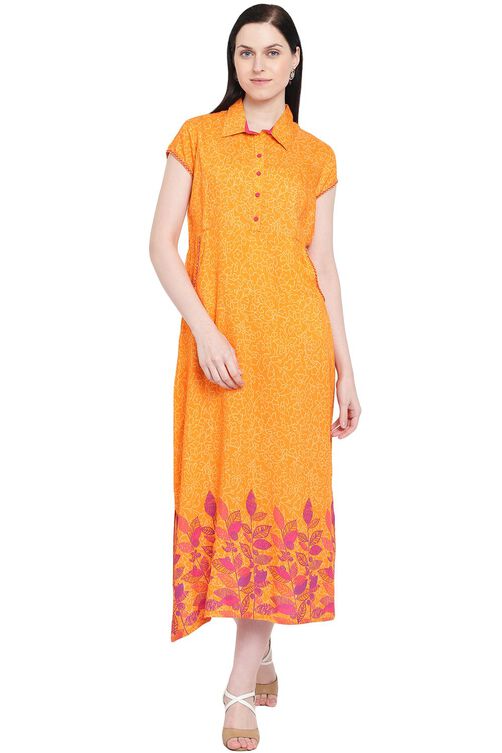 Orange Viscose Straight Kurta image number 0