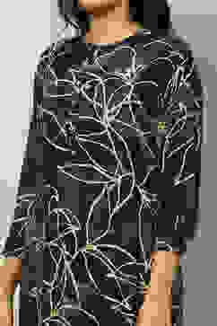 Navy Blue Floral Printed Straight Co-ord Set image number 1