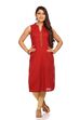 Red Straight Cotton Kurta image number 0