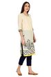Beige Straight Cotton Kurta image number 3