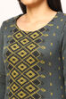 Grey Jacquard Straight Kurta image number 1