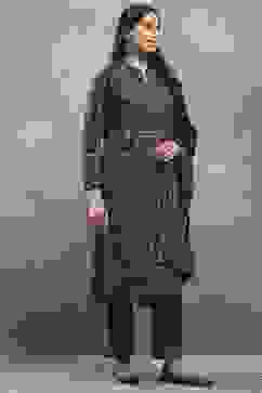 Black Polyester Printed Straight Suit Set image number 5