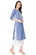 Blue Straight Chambray Kurta image number 2