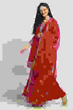 Red Solid Straight Suit Set image number 3