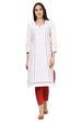 White Straight Dobby Kurta image number 0