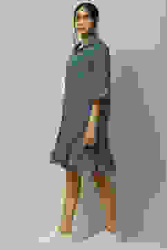 Indigo Cotton Blend Tiered Dress image number 2