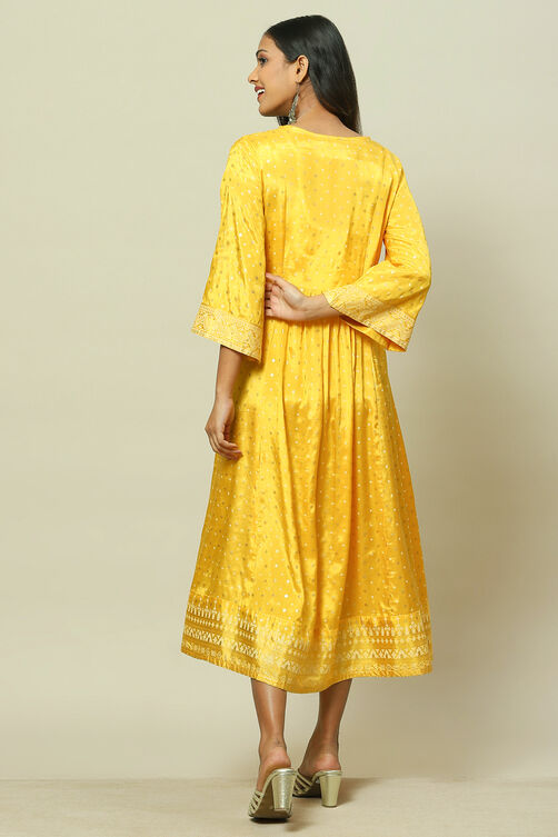 Mustard Viscose Kalidar Dress image number 4