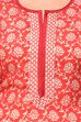 Red Straight Cotton Kurta image number 4