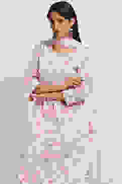 Pink Cotton Printed Straight Suit Set image number 6